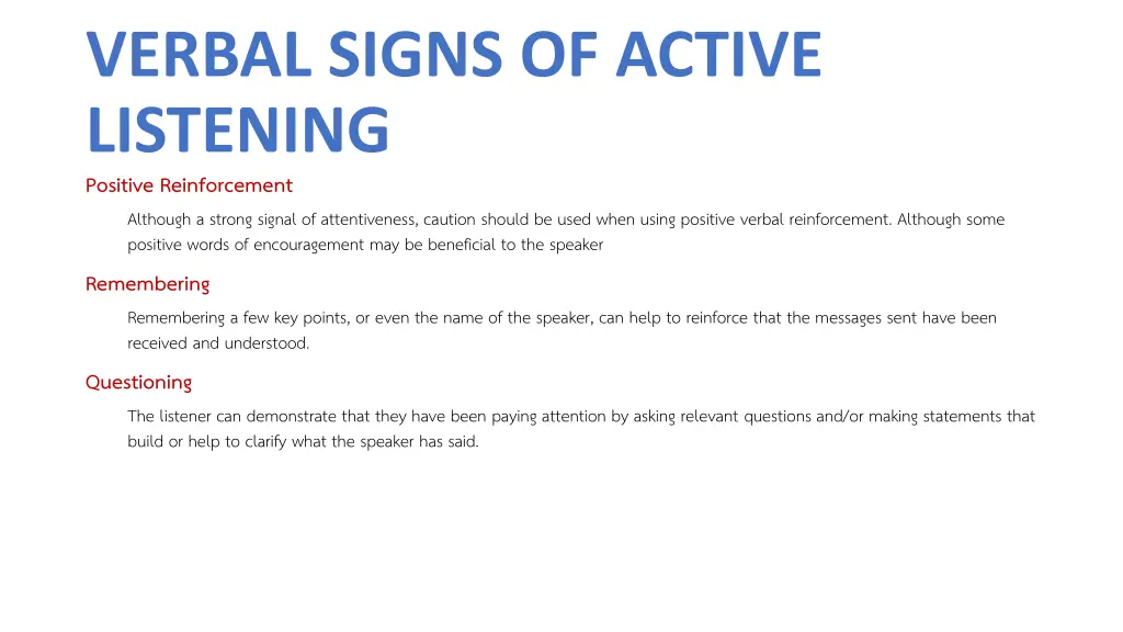verbal signs of active listening positive