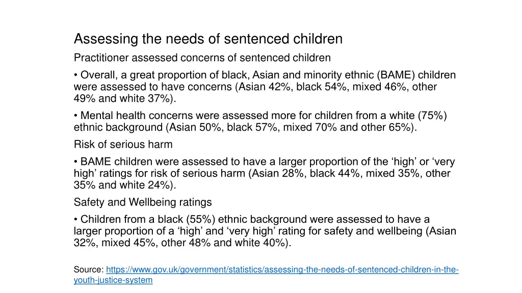 assessing the needs of sentenced children 1