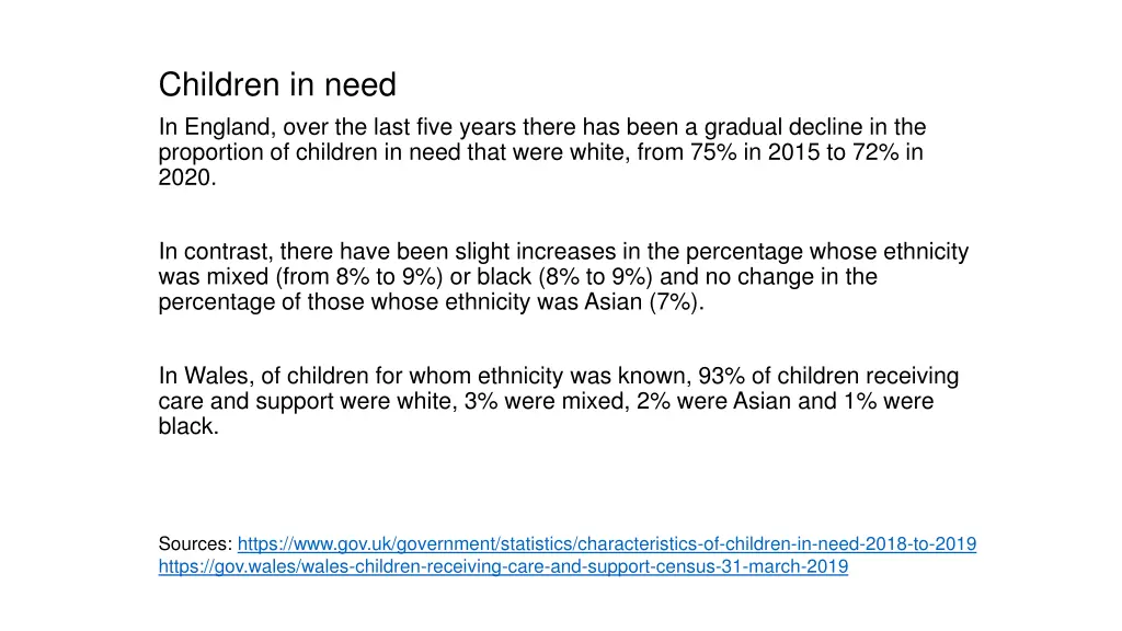 children in need in england over the last five