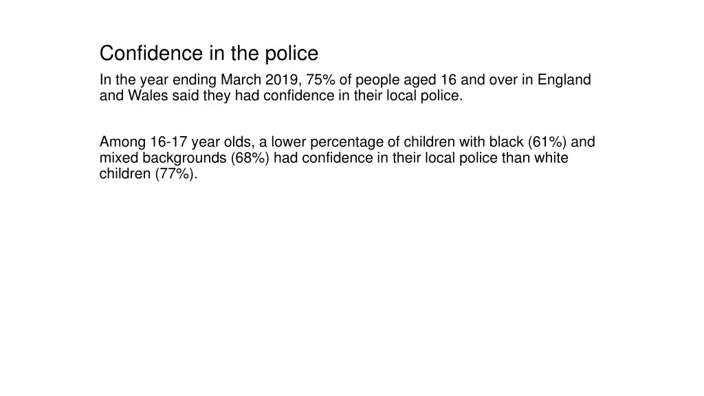 confidence in the police in the year ending march