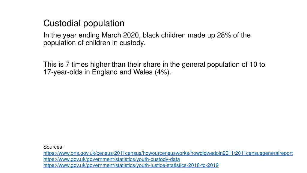 custodial population in the year ending march