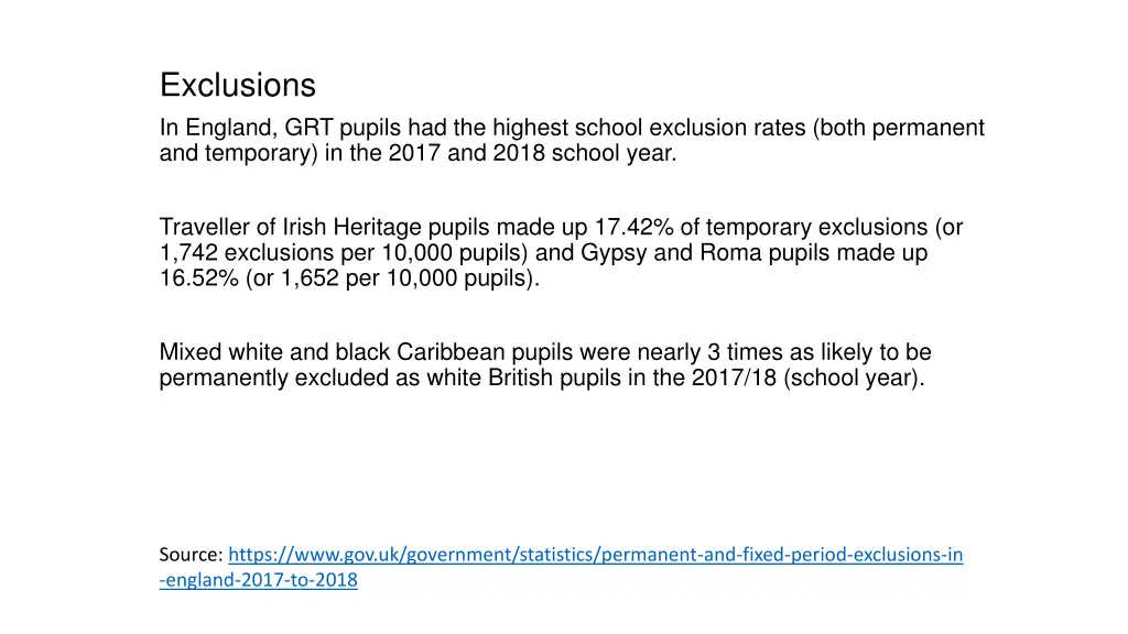 exclusions in england grt pupils had the highest