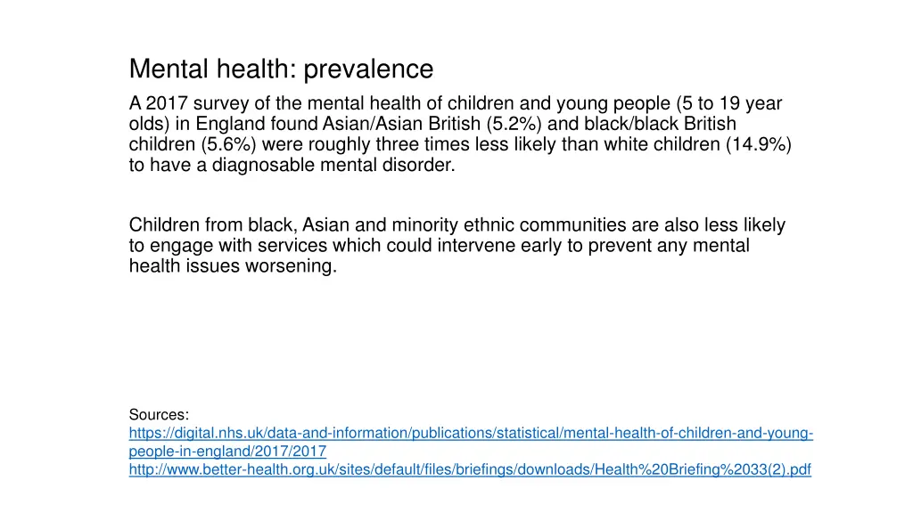 mental health prevalence a 2017 survey