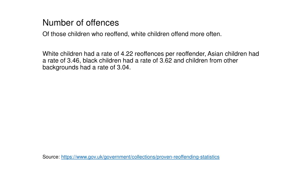 number of offences of those children who reoffend
