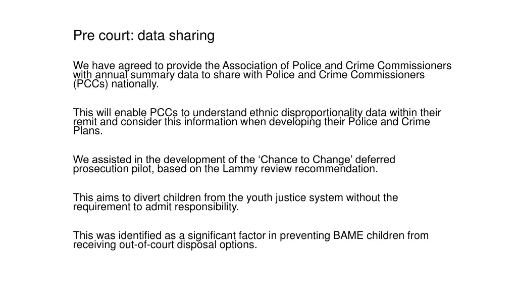 pre court data sharing