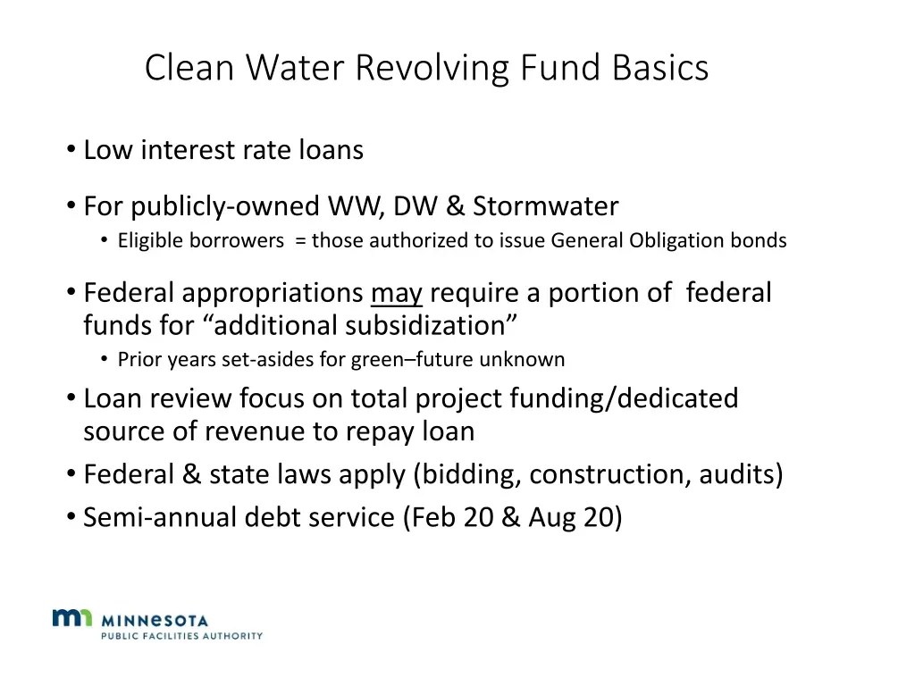 clean water revolving fund basics