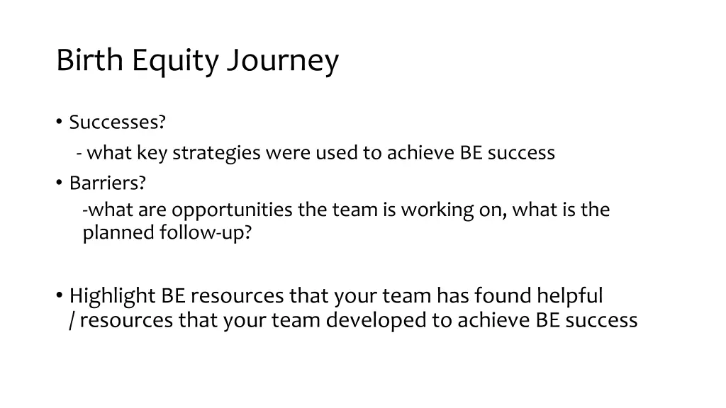 birth equity journey