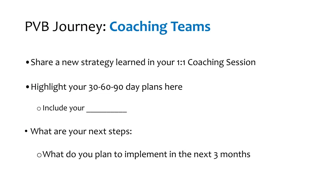 pvb journey coaching teams