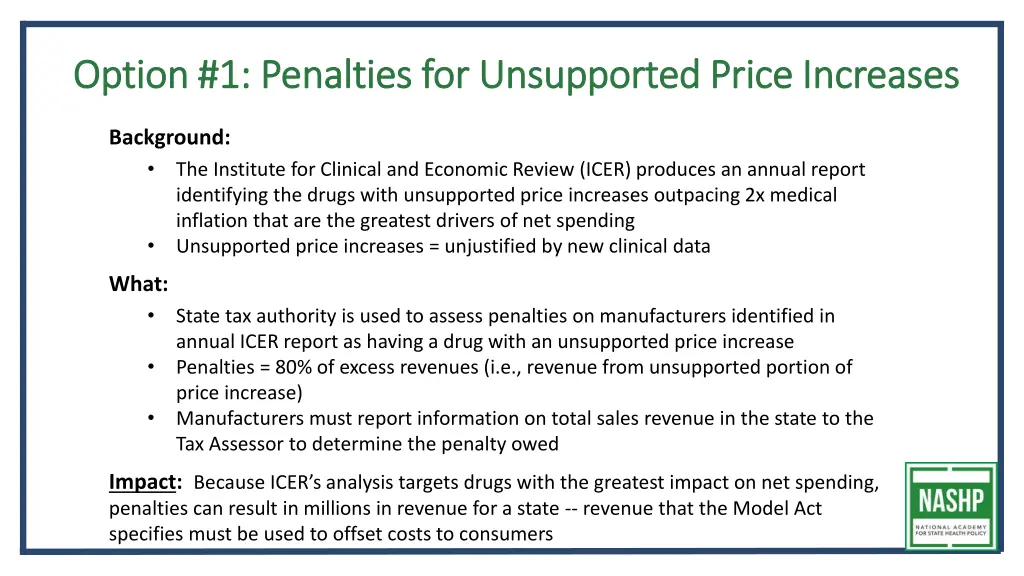 option 1 penalties for unsupported price