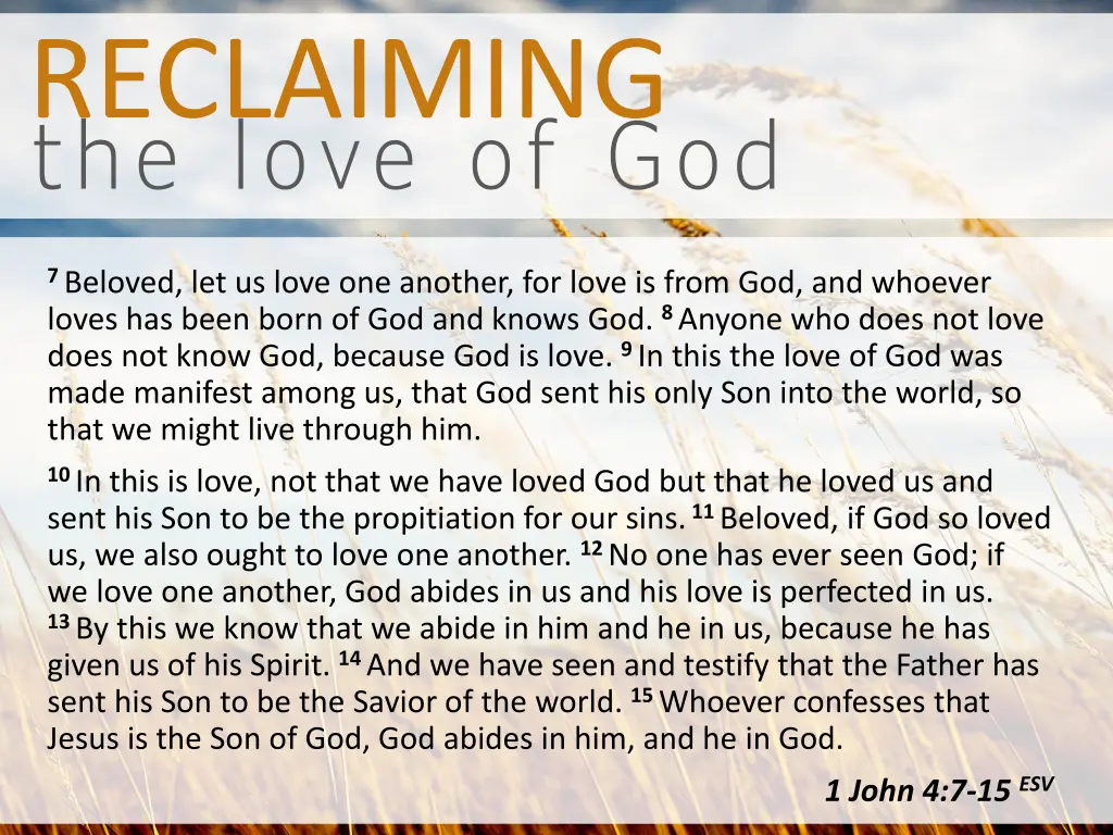 the love of god reclaiming 1