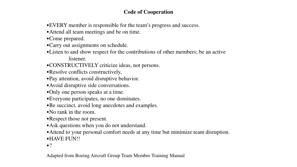 code of cooperation