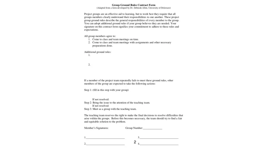 group ground rules contract form adapted from