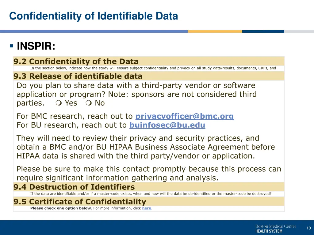 confidentiality of identifiable data