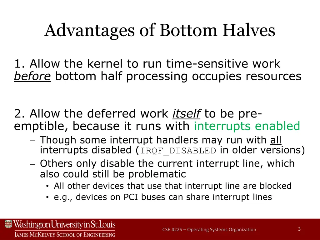 advantages of bottom halves