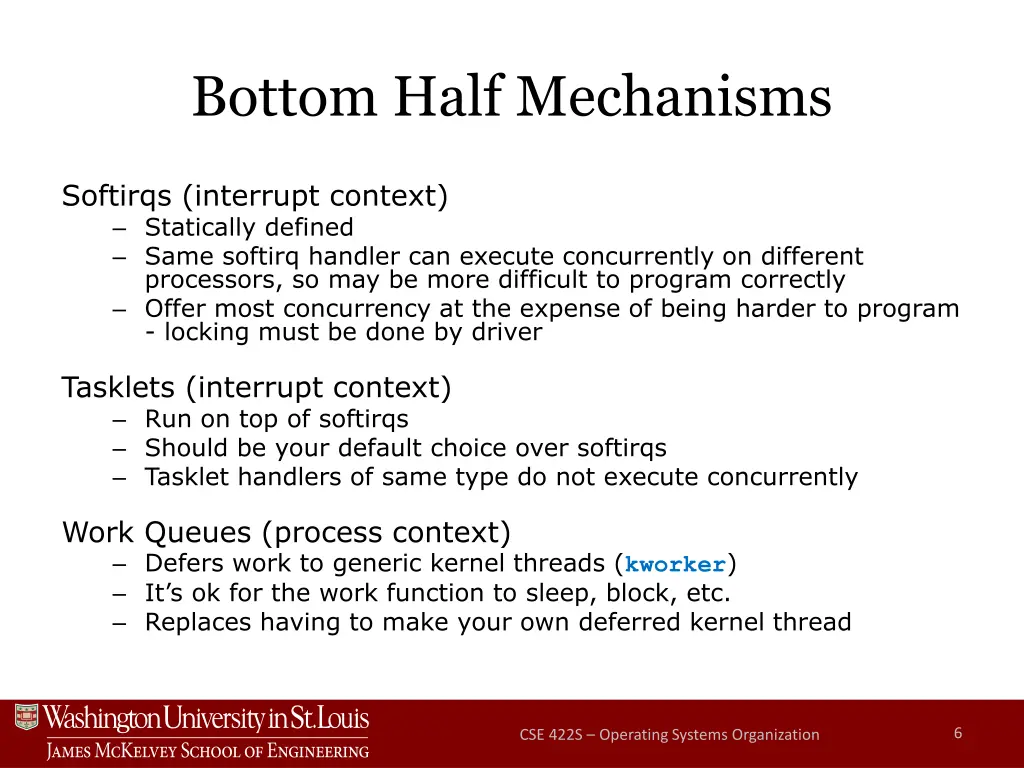 bottom half mechanisms