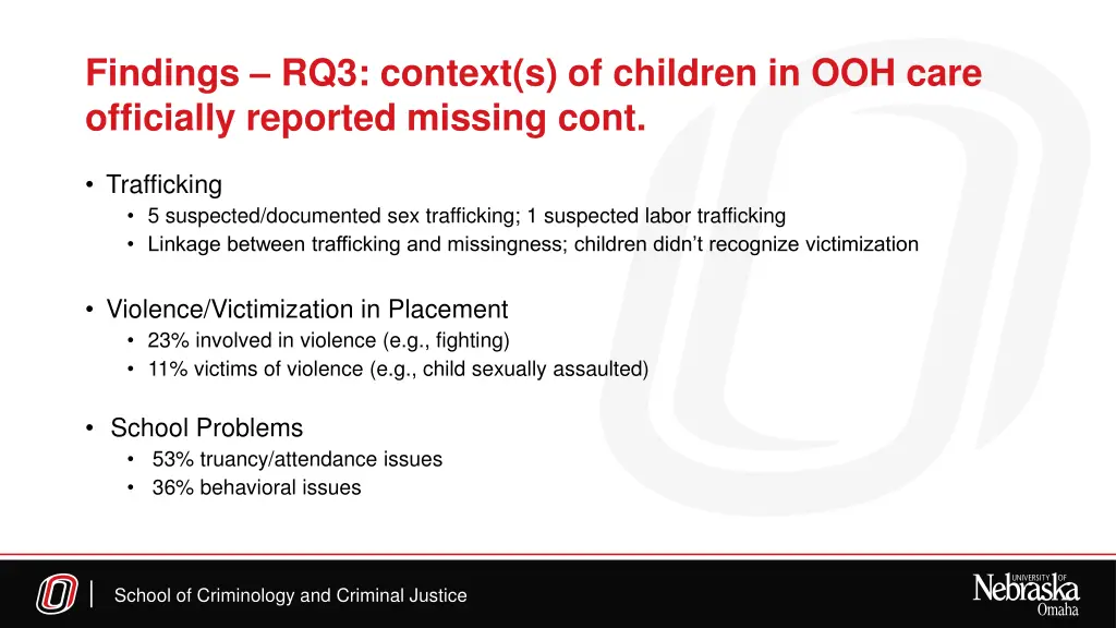 findings rq3 context s of children in ooh care 1