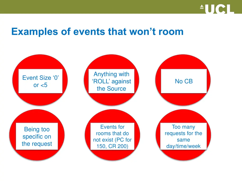 examples of events that won t room