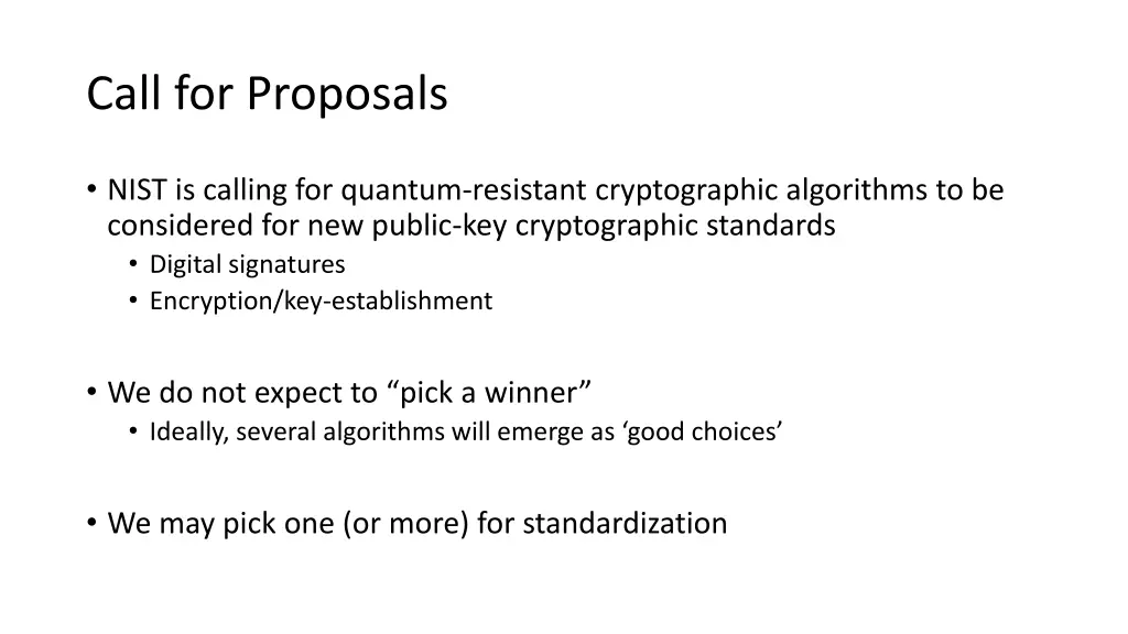 call for proposals