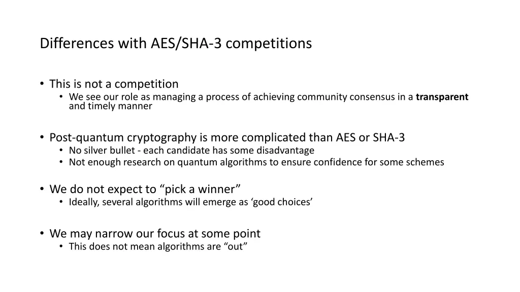 differences with aes sha 3 competitions