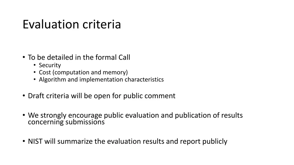 evaluation criteria