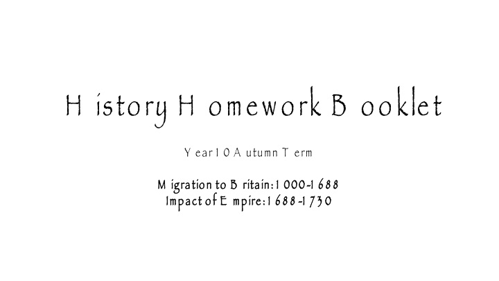 h istory h omework b ooklet