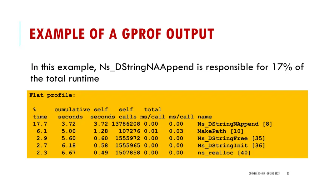 example of a gprof output