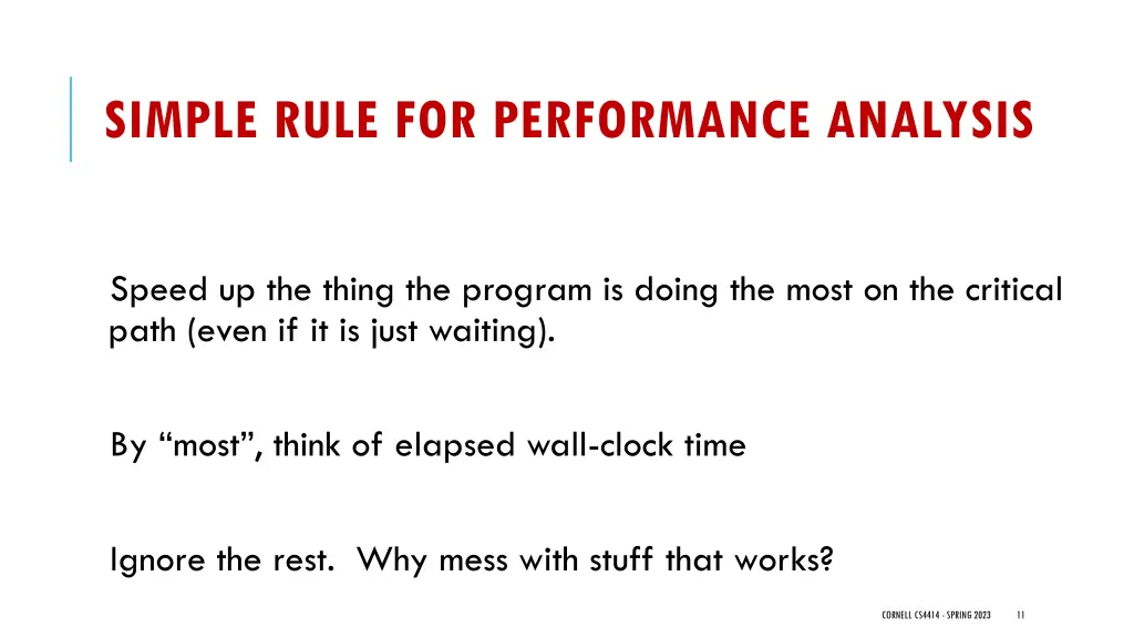 simple rule for performance analysis