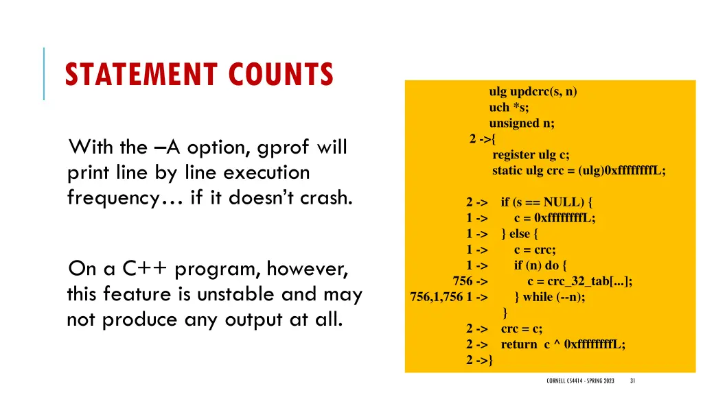 statement counts