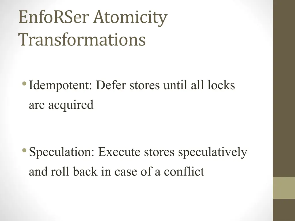 enforser atomicity transformations