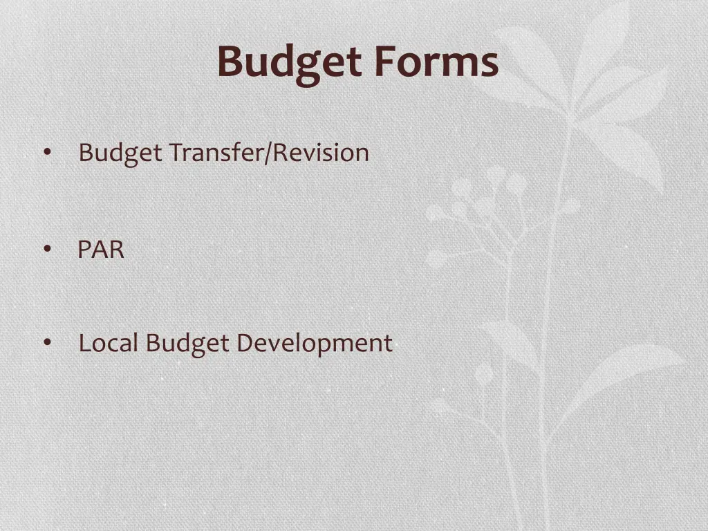 budget forms