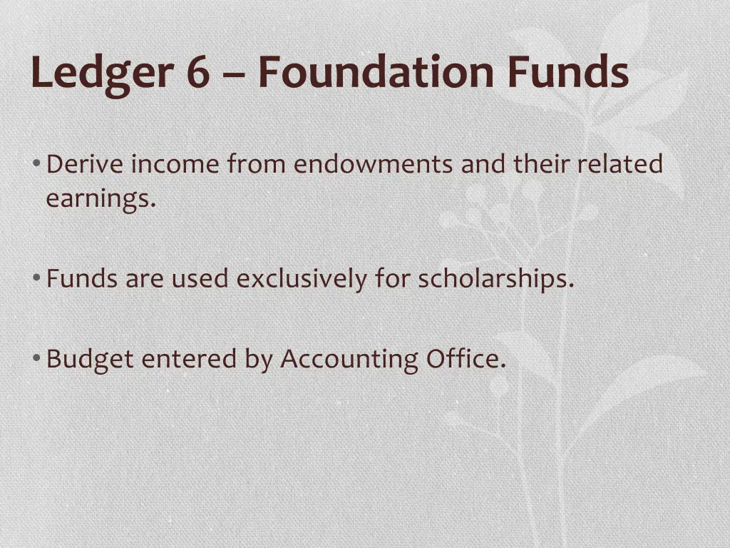 ledger 6 foundation funds
