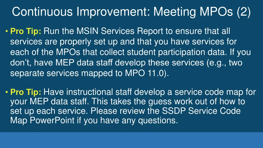 continuous improvement meeting mpos 2