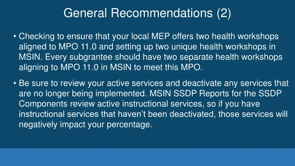general recommendations 2