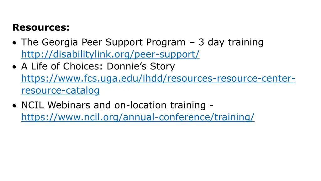 resources the georgia peer support program