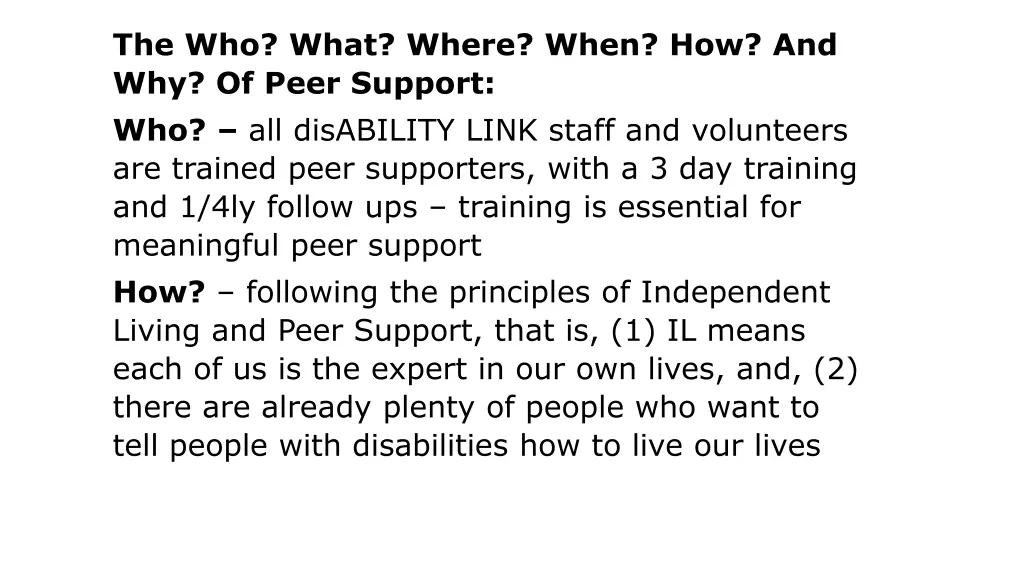 the who what where when how and why of peer