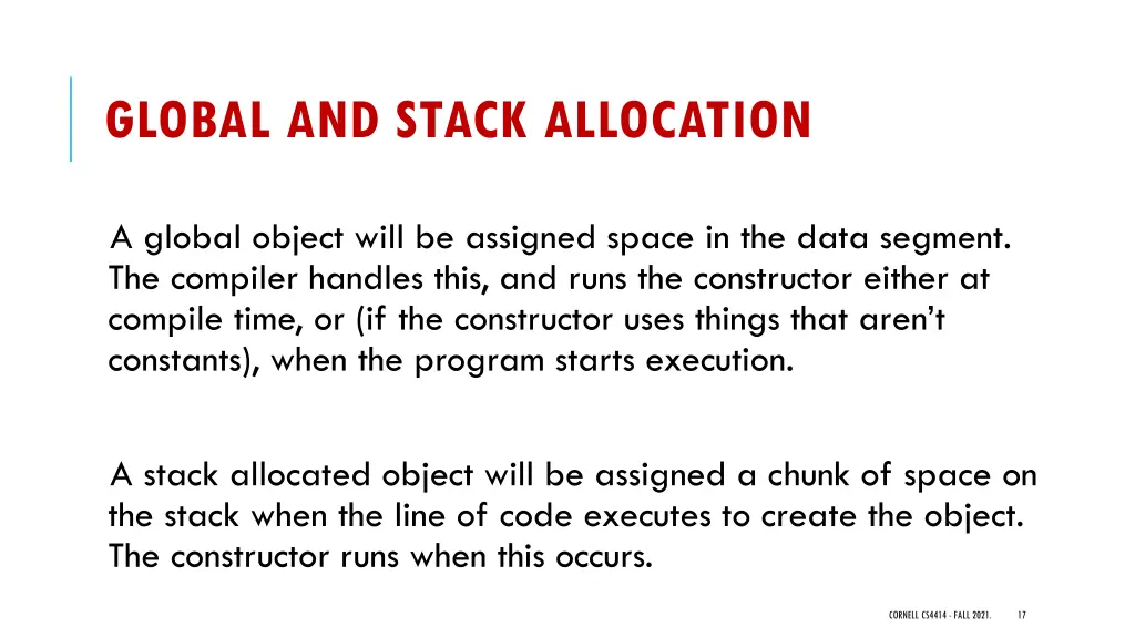 global and stack allocation