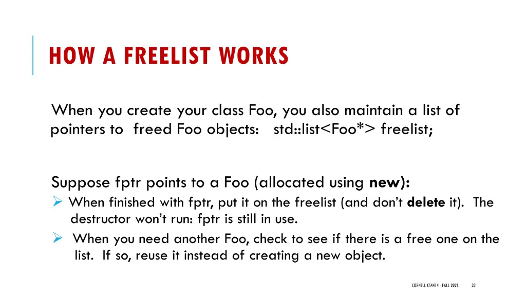 how a freelist works