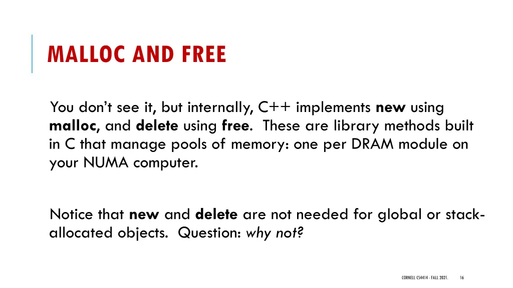 malloc and free