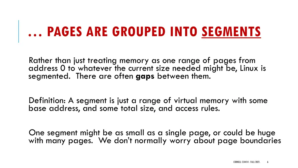 pages are grouped into segments