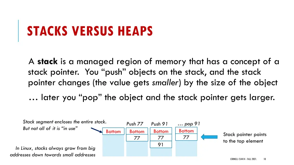 stacks versus heaps
