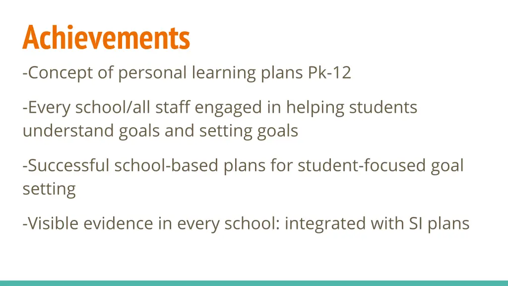 achievements concept of personal learning plans