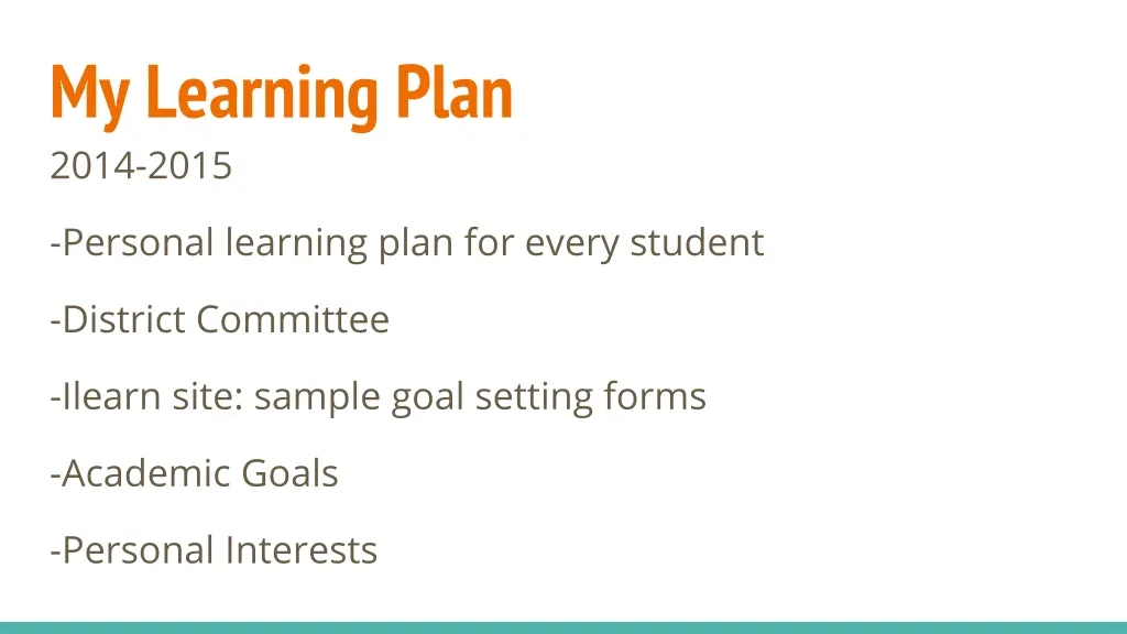 my learning plan 2014 2015