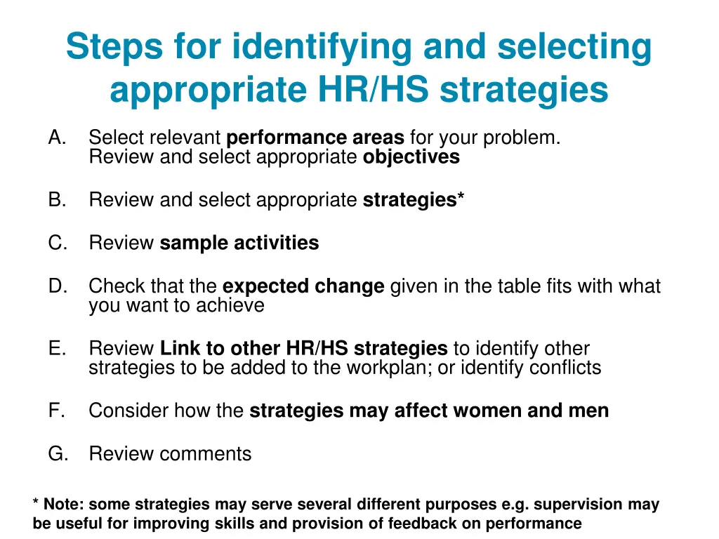 steps for identifying and selecting appropriate