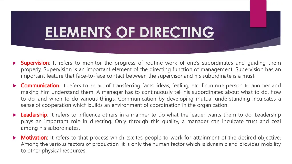 elements of directing