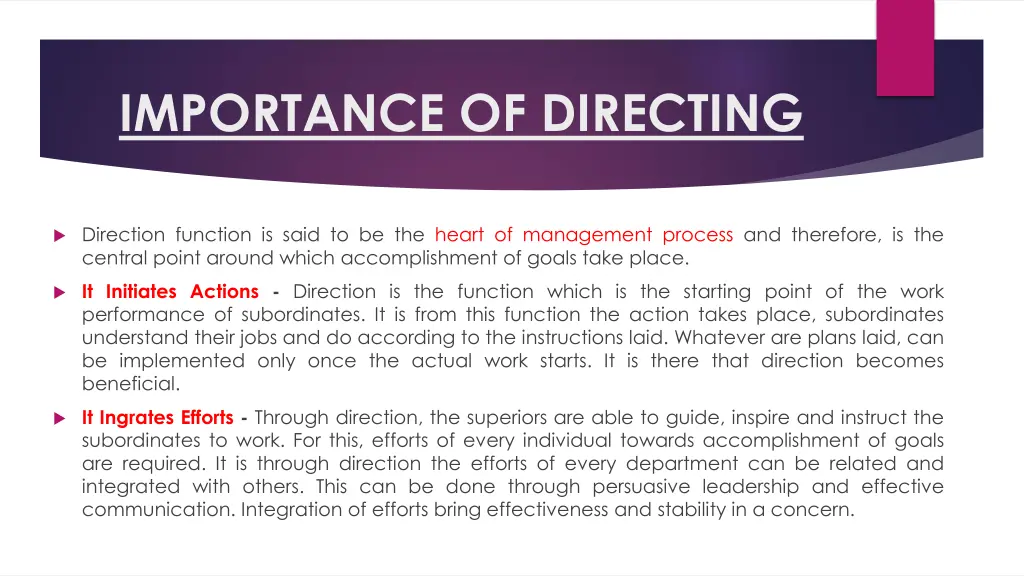importance of directing