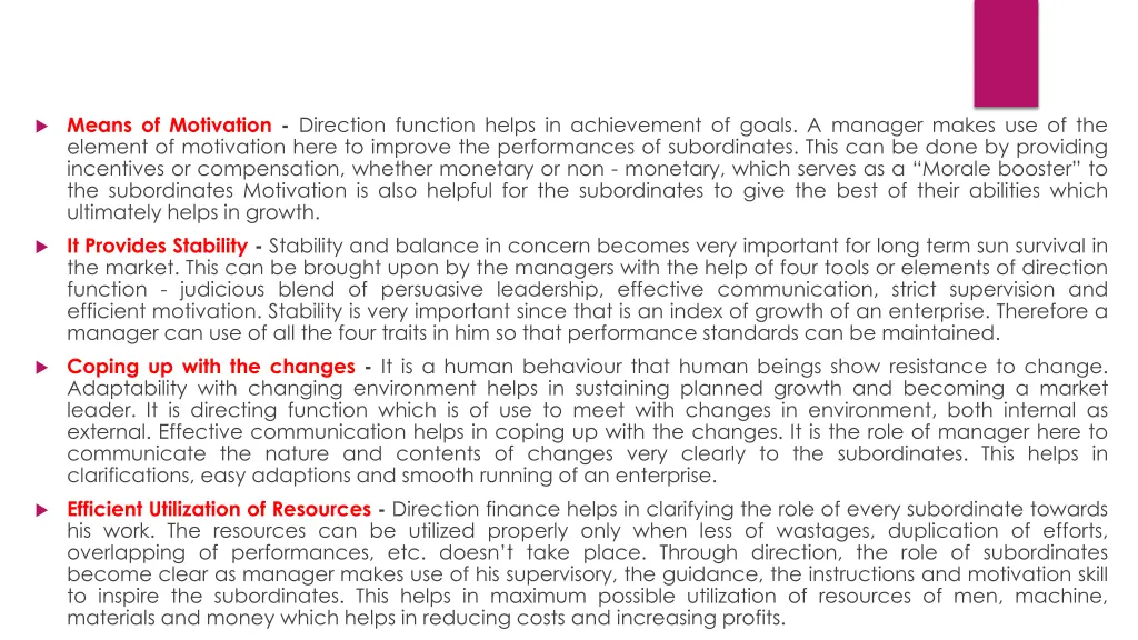 means of motivation direction function helps