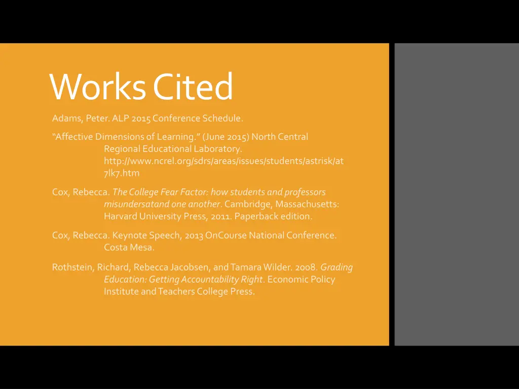 works cited adams peter alp 2015 conference