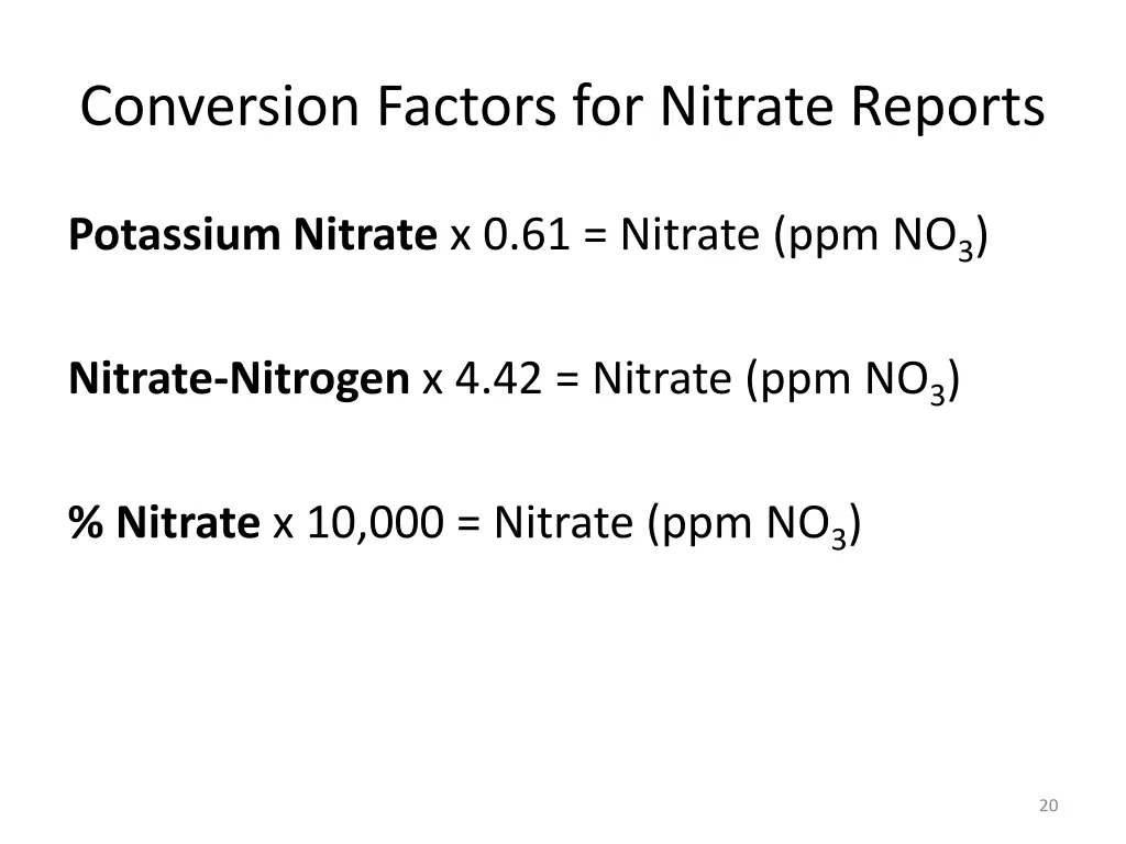 conversion factors for nitrate reports