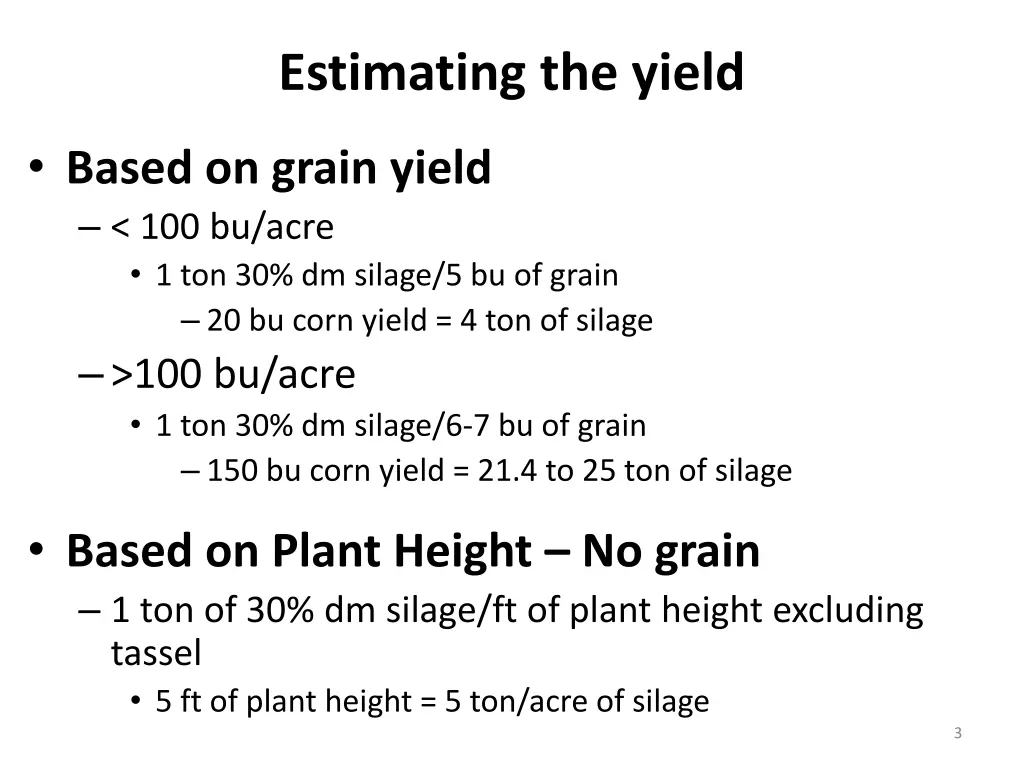 estimating the yield