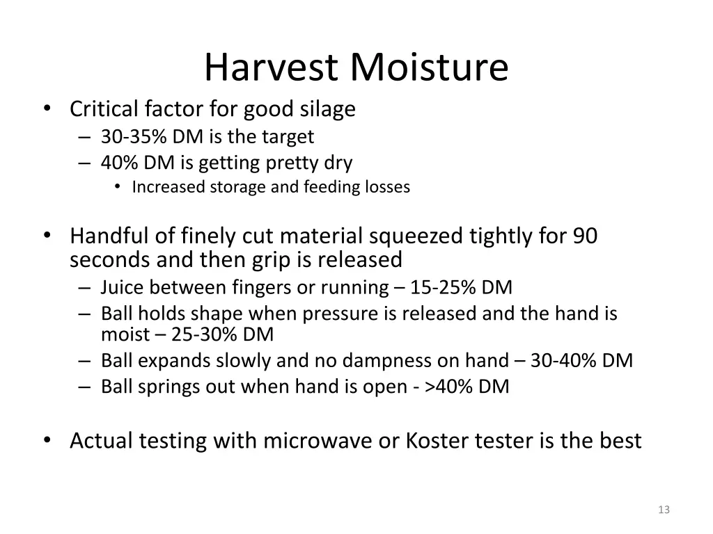 harvest moisture
